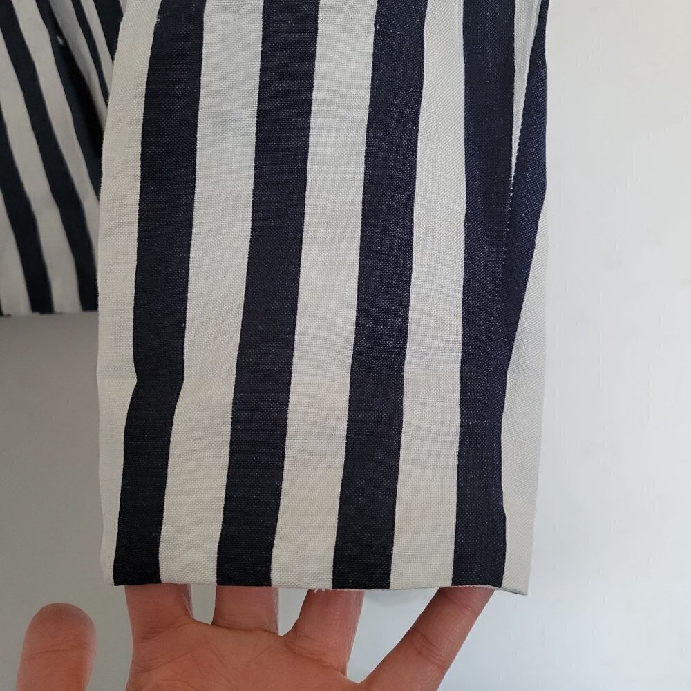 NEW Bardot White Navy Striped Colette Long Sleeve Linen Blazer Jacket Size 6 / S - Picture 5 of 11